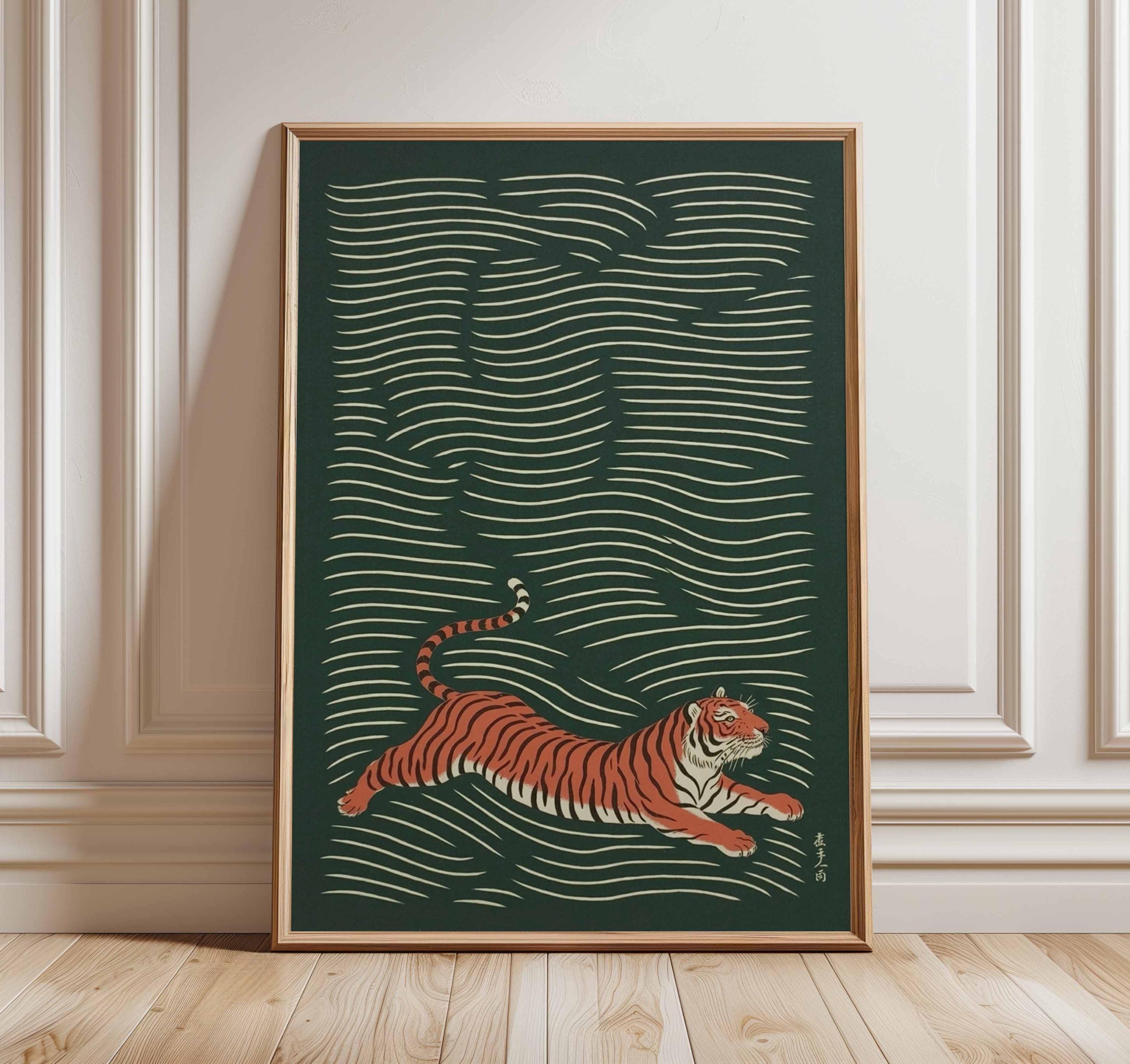 Japanese Tiger Poster – Vintage Asian Wall Art Print, Traditional