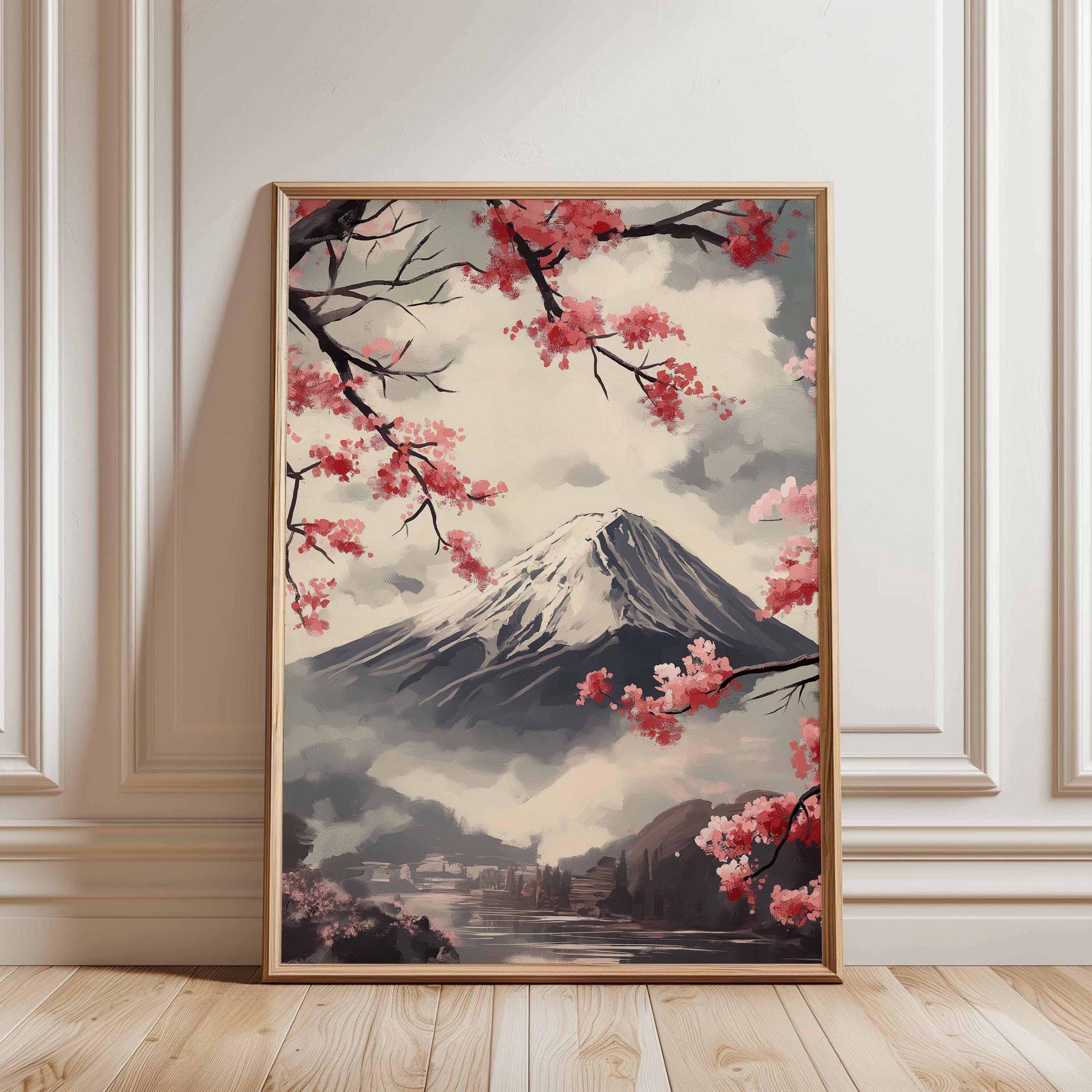 Mount Fuji Cherry Blossom Poster | Japanese Landscape Wall Art | Sakura ...