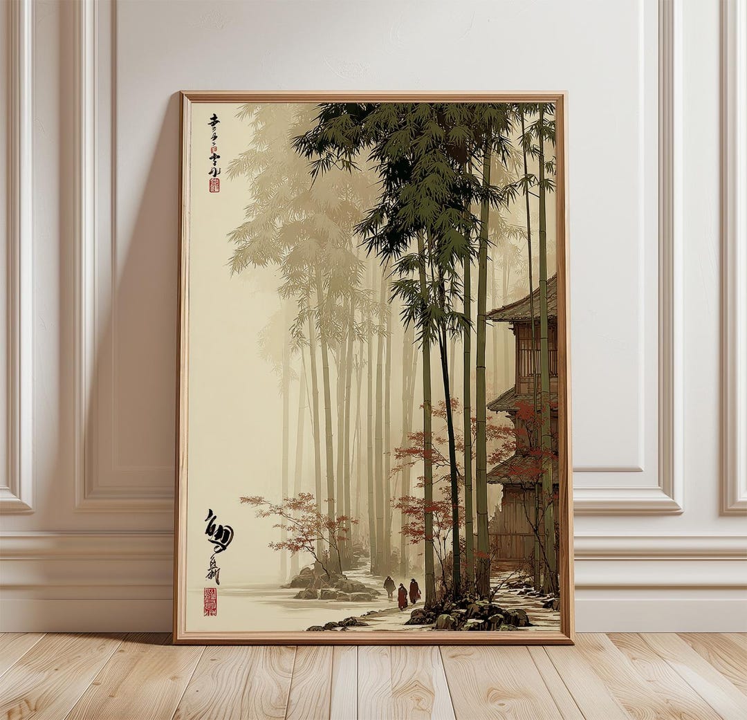Japanese Bamboo Forest Poster Print | Misty Zen Landscape Art ...