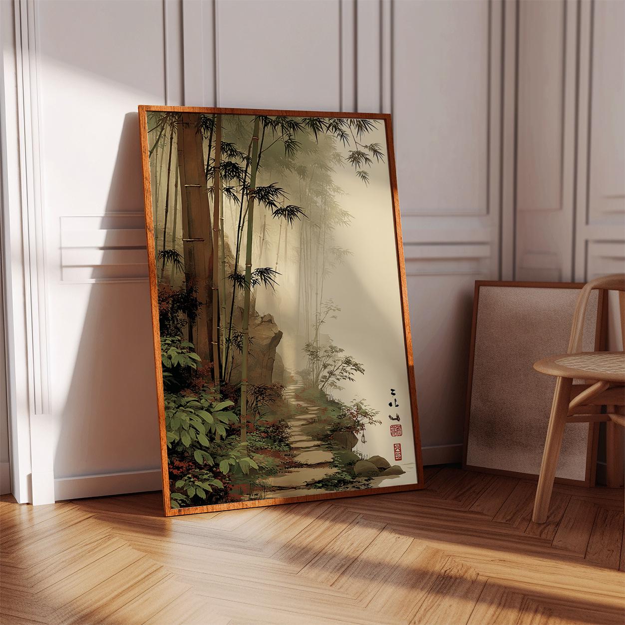 Japanese Bamboo Forest Poster Print | Misty Zen Landscape Art ...
