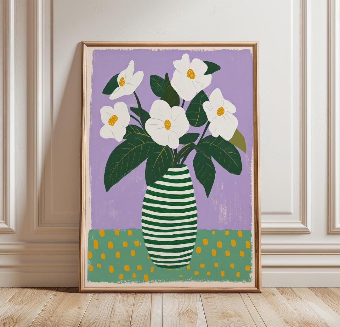Floral Vase Poster | Modern Botanical Wall Art | Colorful Flower Print ...