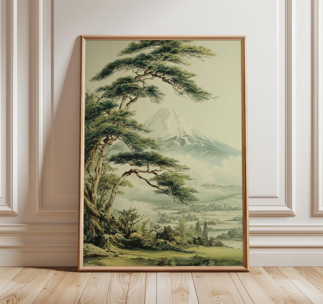 Mount Fuji Poster | Japanese Landscape Wall Art | Pine Tree Mountain ...