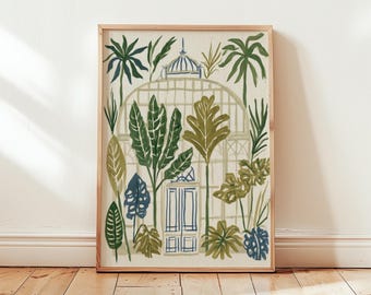 Tropical Conservatory Poster, Botanical Wall Art, Paper Print