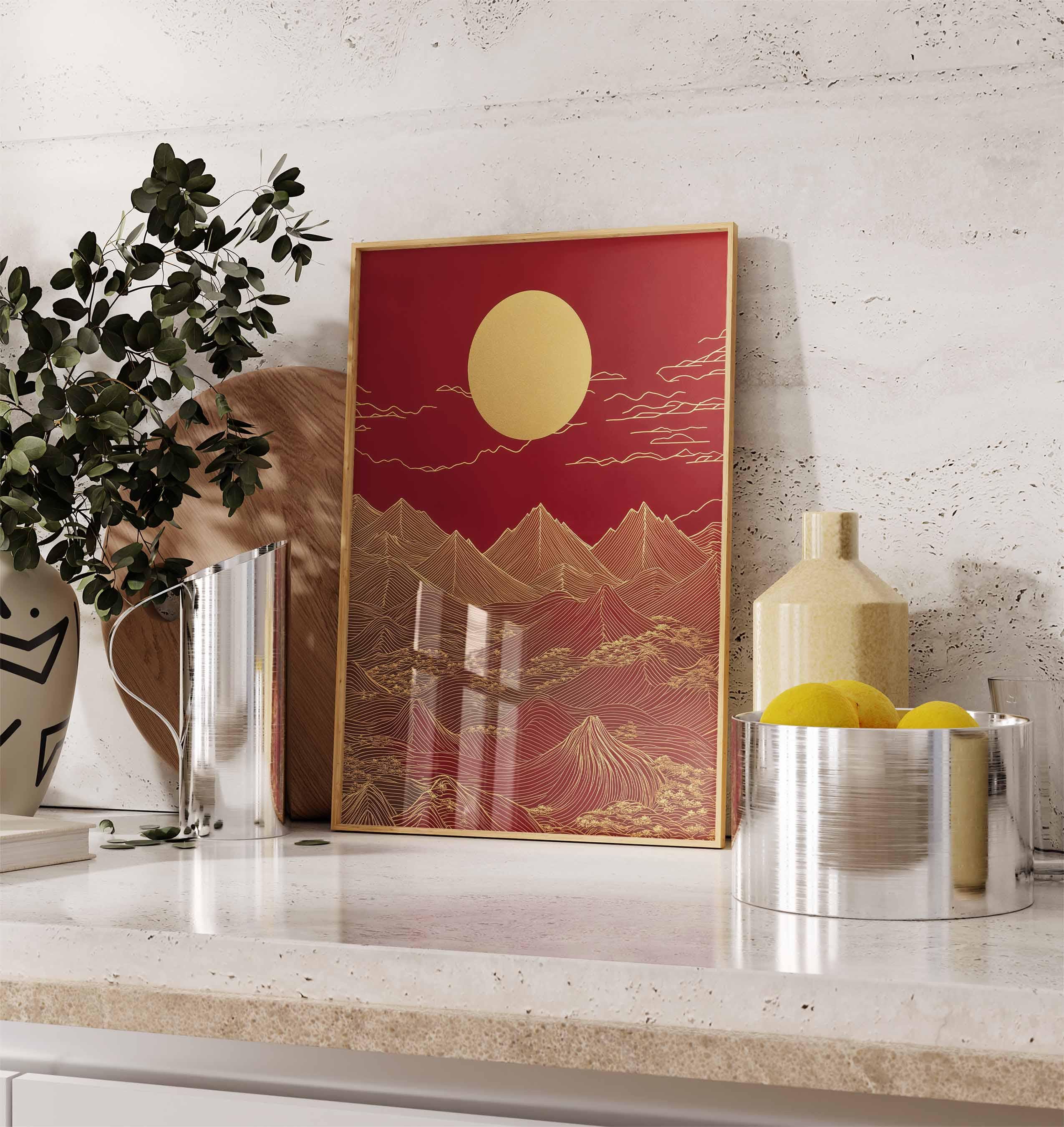 オリジナル額フレーム付き！ Drool ポスター Red Sun Print Red Sun Print - Print by Rikki Hewitt | DROOL Art