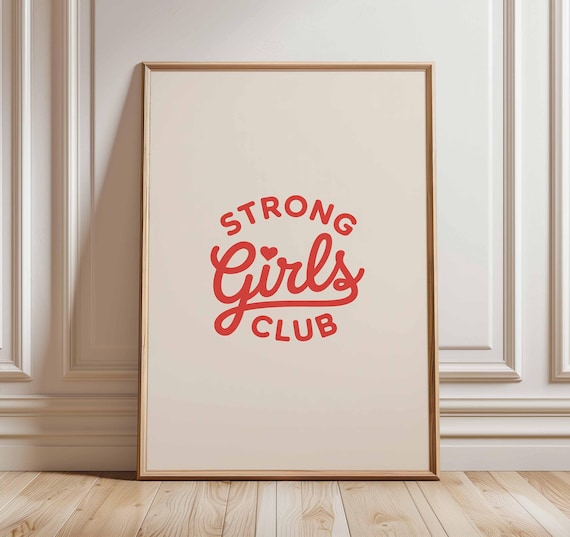 Strong Girls Club Poster, Feminist Wall Art, Empowering Quote Print, Retro Typography Poster, Girl Power Artwork, Modern Inspirational Decor