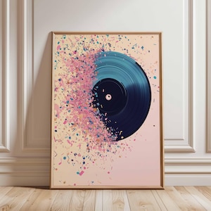 Vinyl Record Art Poster, Colorful Music Wall Decor, Abstract Music Print, Retro Vinyl Artwork, Music Lover Gift, Modern Art