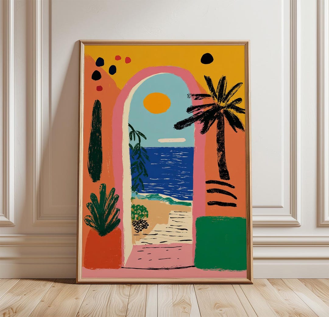 Mediterranean Arch Poster | Coastal Sunset Wall Art | Seaside Doorway ...