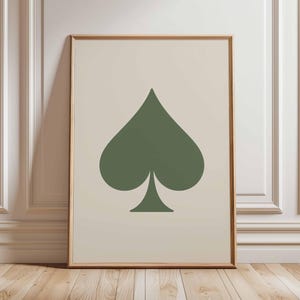 Ace of Spades Poster, Minimalist Playing Card Wall Art, Retro Poker Decor, Mid Century Modern Casino Style Print