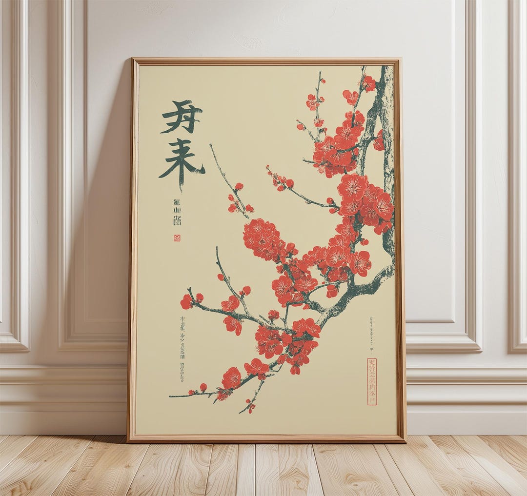 Japanese Floral Poster, Retro Wall Art, Vintage Botanical Art Print ...
