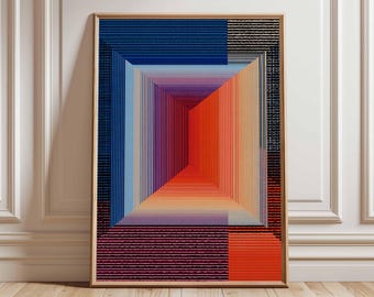 Geometric Abstract Poster, Modern Optical Illusion Wall Art Print, Bold Colorful Pattern Artwork, Contemporary Home Decor for Living Room