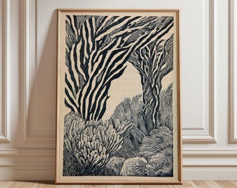 Kelp Forest Print, Coastal Botanical Wall Art, Ocean Nature Poster