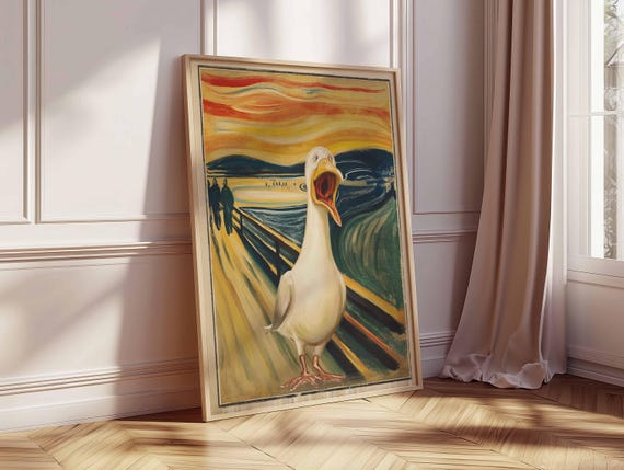 面白いアヒルの叫びのウォールアート - 叫びにインスパイアされた