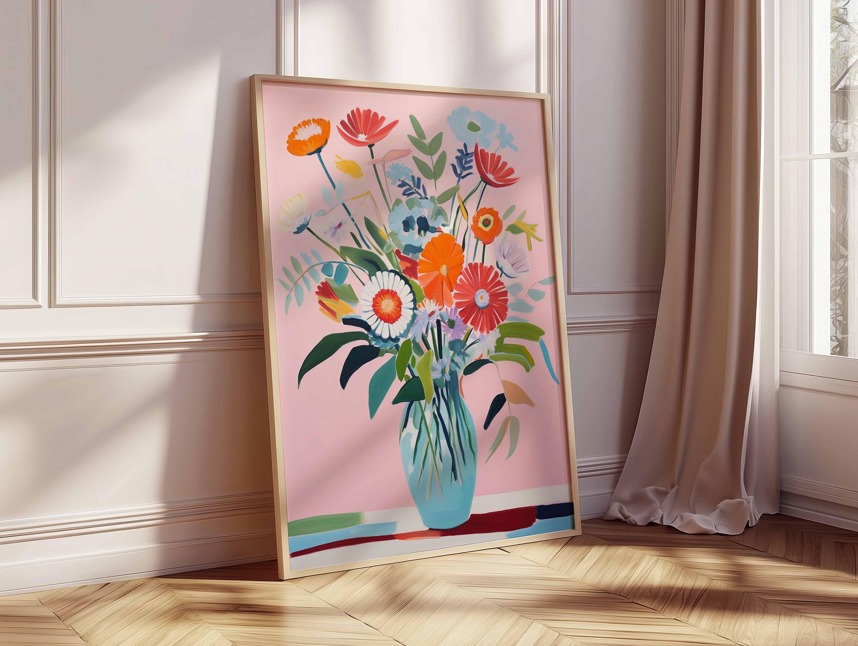 Floral Poster Colorful Flower Bouquet Wall Art Modern Botanical Print ...