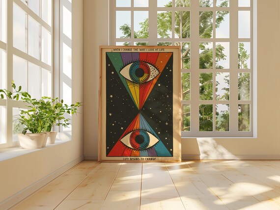Psychedelic Eye Poster, Trippy Wall Art, Retro Visionary Print
