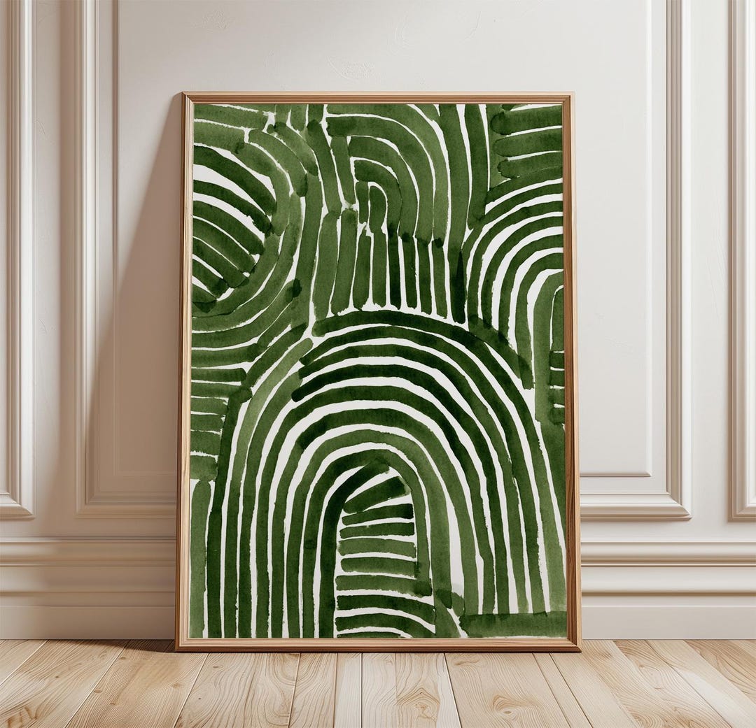 Green Abstract Botanical Wall Art Poster Modern Nature Print Minimal ...