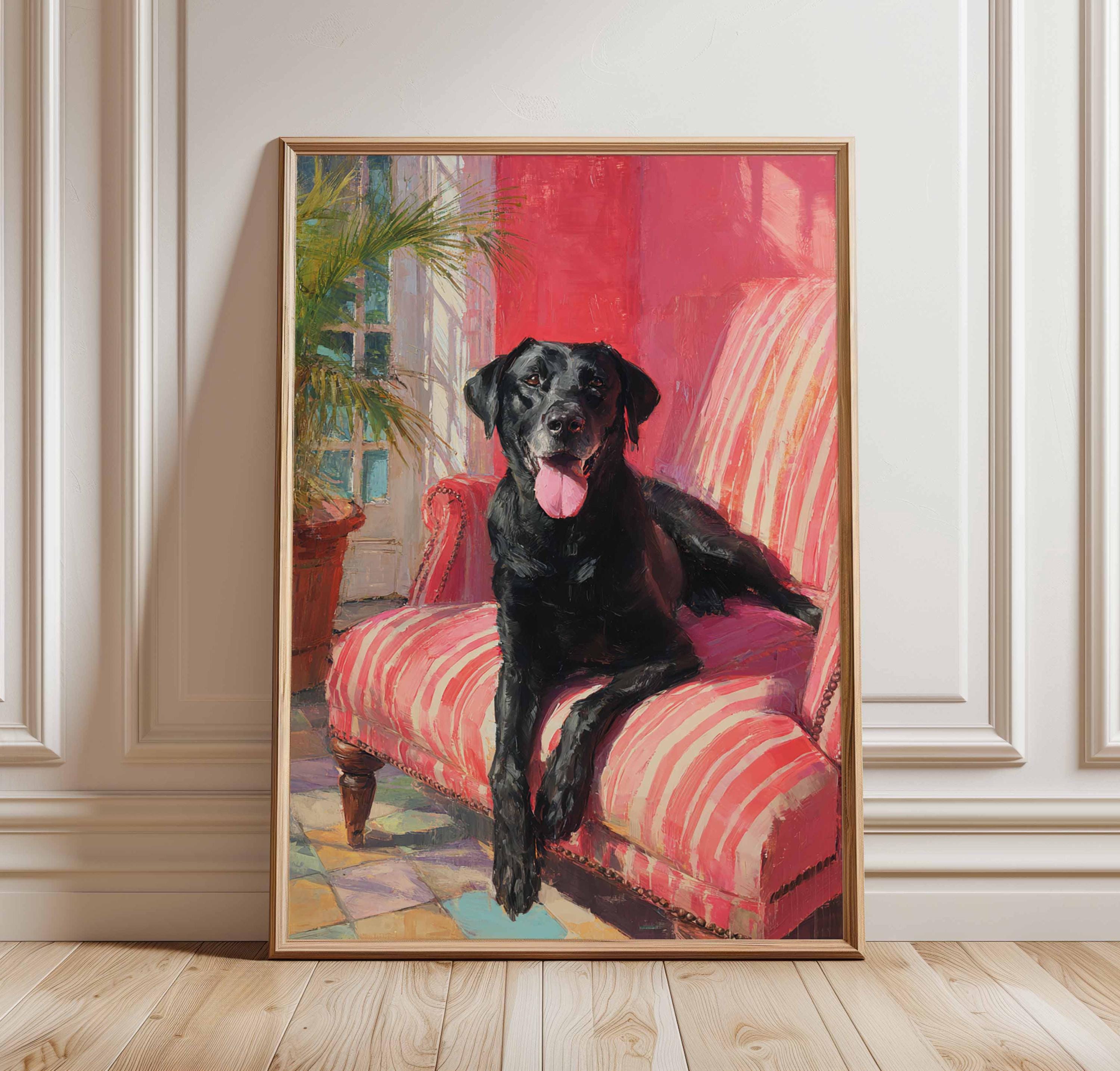 Black Labrador With Red Fascinator Poster Print - Funky Fab  display picture 1