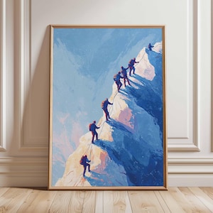 Bergsteigen Poster, Abenteuer Sport Wandkunst, Alpine Entdecker Malerei Druck für Wandern und Outdoor-Enthusiasten Dekor