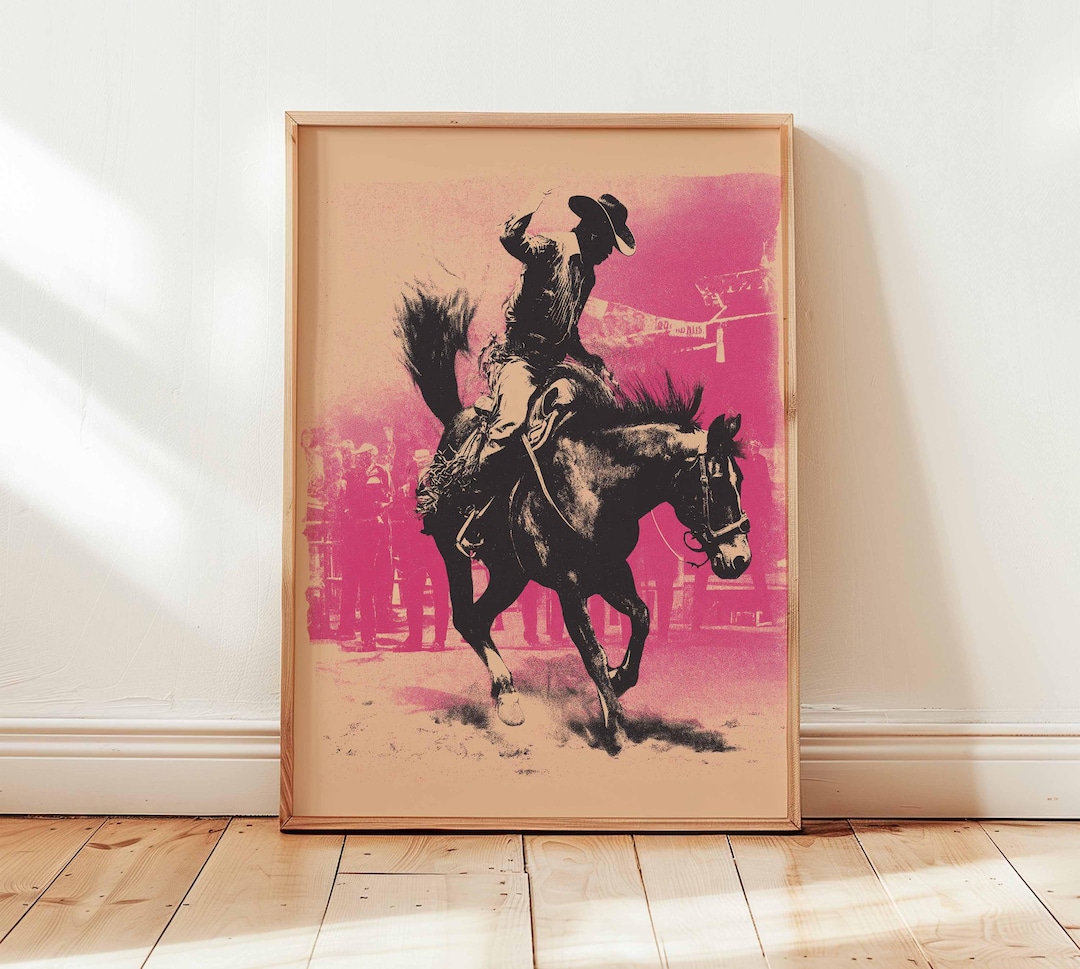 Western Cowboy Wall Art Print, Rodeo Horse Poster, Vintage Country ...