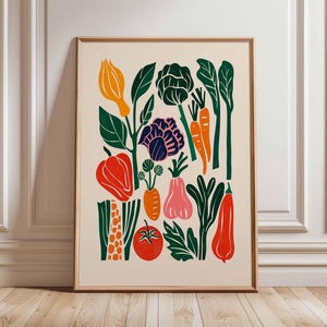 Vegetable Kitchen Poster, Modern Farmhouse Wall Art, Botanical Vegetable Print, Scandinavian Style Kitchen Decor, Garden Veggie Artwor