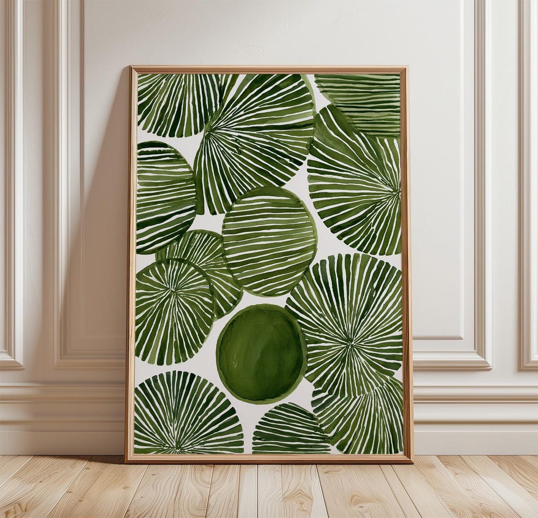 Green Botanical Leaf Wall Art Poster | Tropical Palm Pattern Print ...