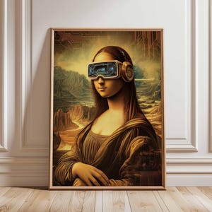 Mona Lisa VR - Pop Art futuriste, lunettes VR Mona Lisa, Mona Lisa en technologie, art futuriste rétro, impression d&#39;art VR, art numérique Mona Lisa