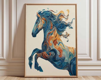 Abstract Horse Poster, Colorful Horse Wall Art, Modern Equine Artwork Print, Vibrant Animal Painting Style Home Decor