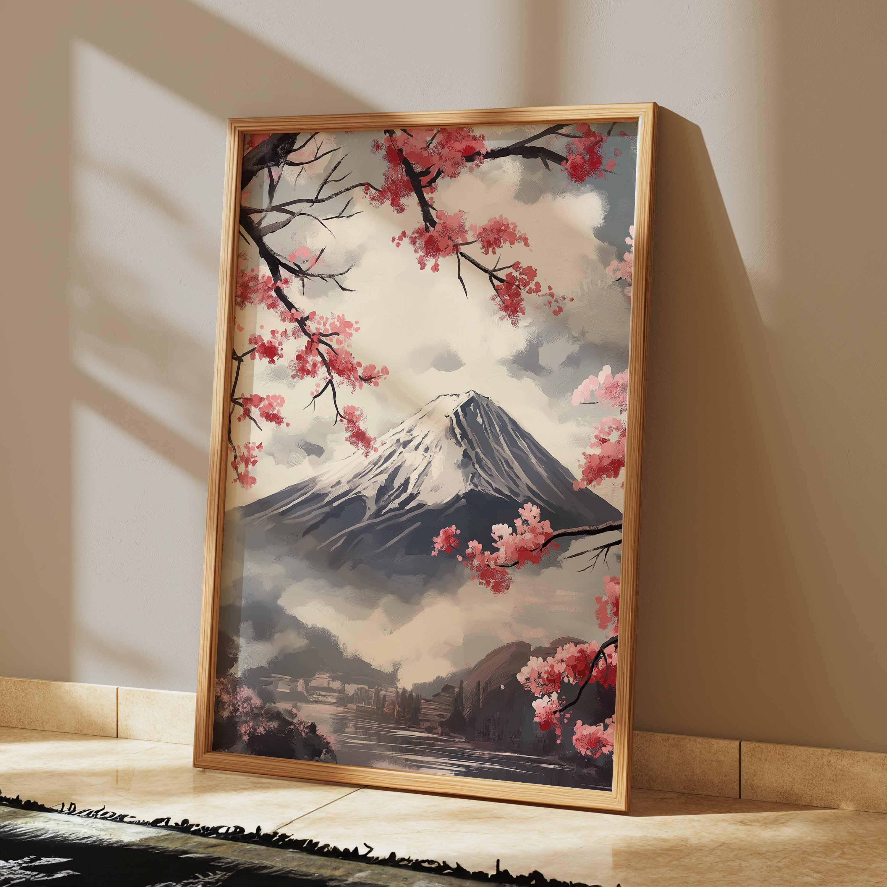 Mount Fuji Cherry Blossom Poster | Japanese Landscape Wall Art | Sakura ...