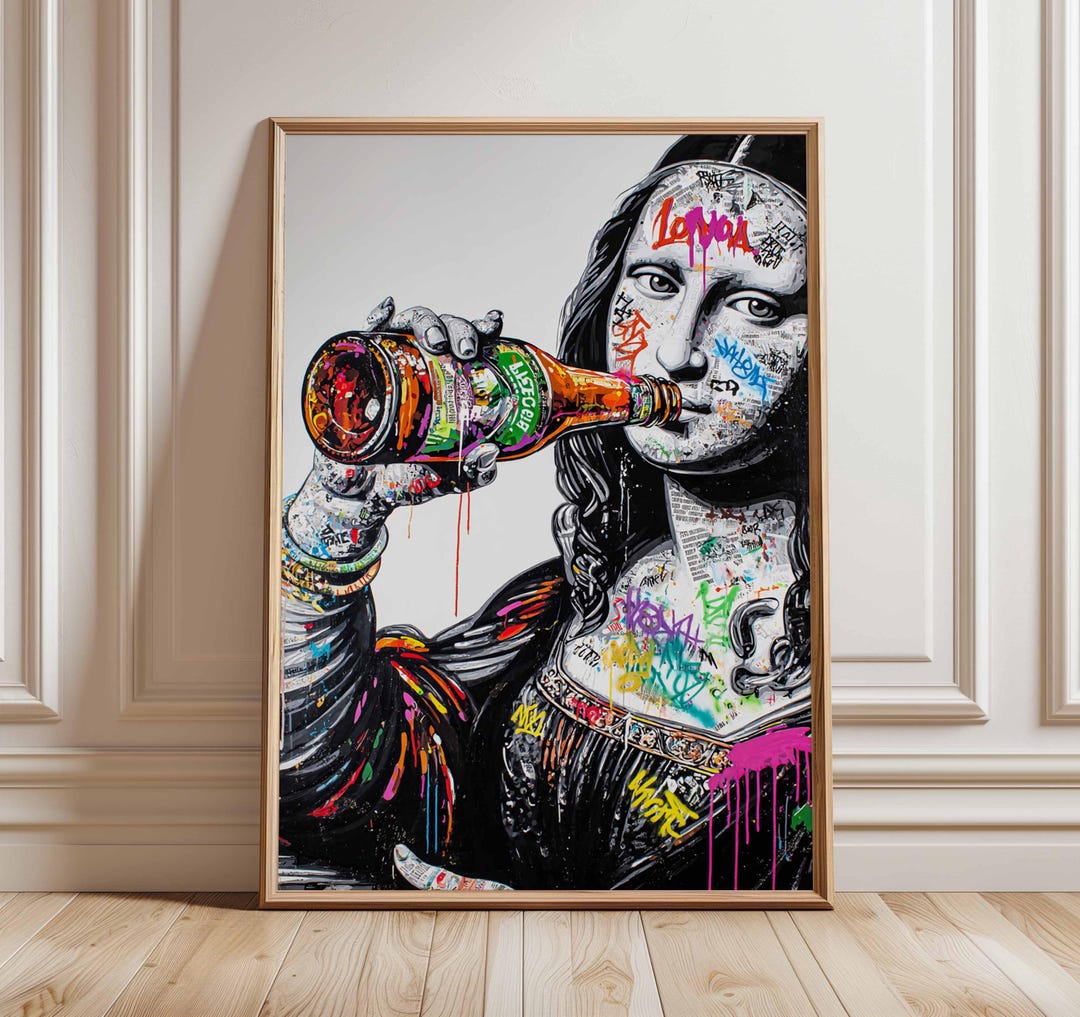 Mona Lisa Street Art Poster, Graffiti Style Pop Art Print With