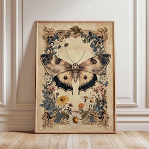 Vintage Butterfly Poster, Botanical Wall Art , Antique Butterfly Print, Nature Wall Art, Floral Poster, Butterfly Wall Art