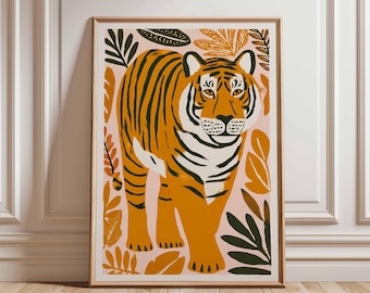 原画/抽象画/モダンアート/インテリア/アクリル画 OLD TIGER(虎波) Amazon｜キャンバスの抽象的なカラフルな虎の絵の絵画壁アートポスター