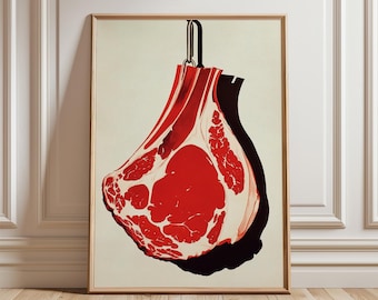 Steak Poster, Butcher Shop Wall Art, Kitchen Food Print