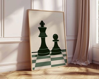 チェスのポスター、レトロボードゲームのウォールアートプリント
