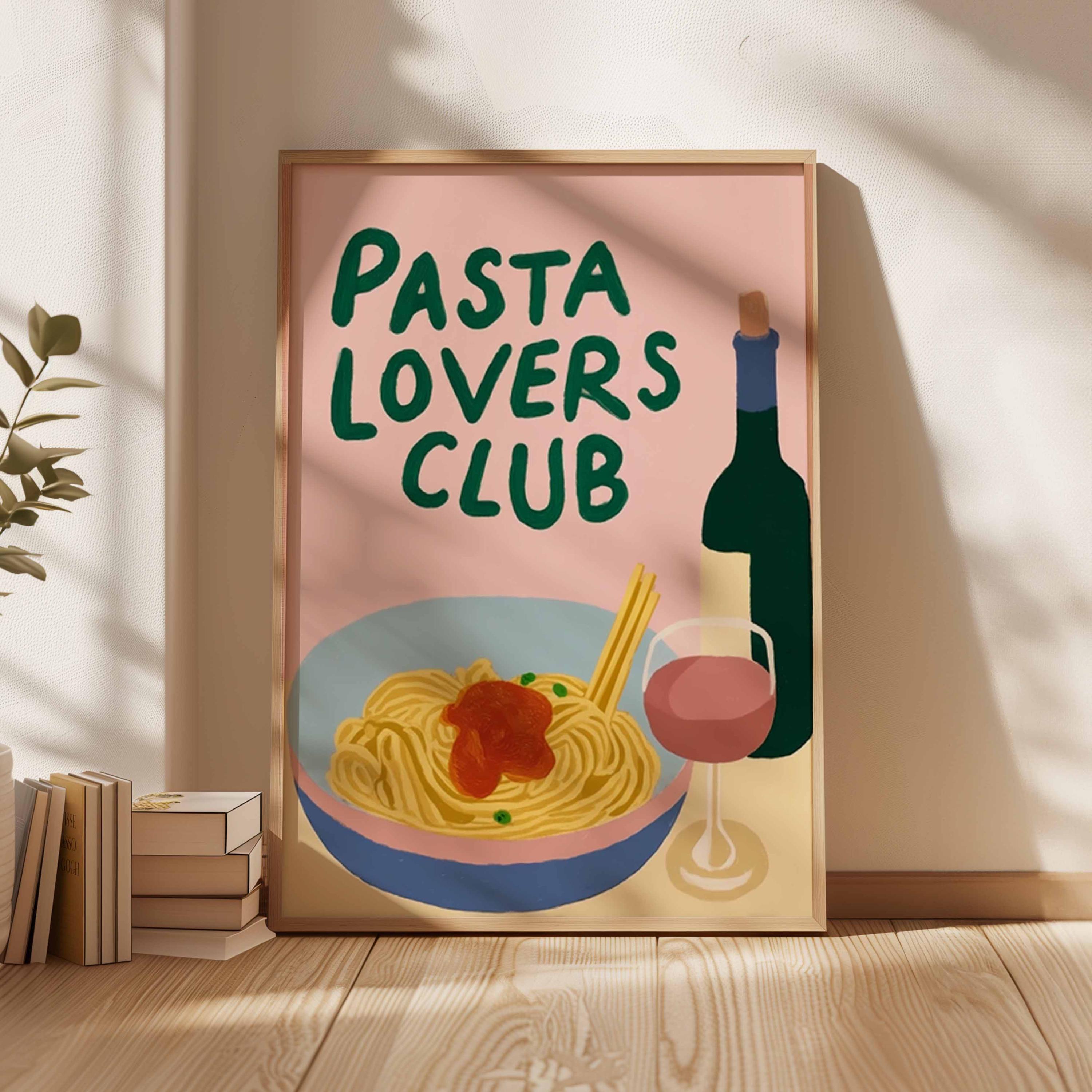 パスタクラブ 飲食店 アートポスター A2版 パスタラバーズクラブのポスター、楽しいイタリアンフードのウォール