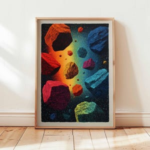 Colorful Space Wall Art Print, Galaxy Asteroid Poster, Cosmic Outer Space Artwork, Modern Astronomy Decor for Bedroom or Office