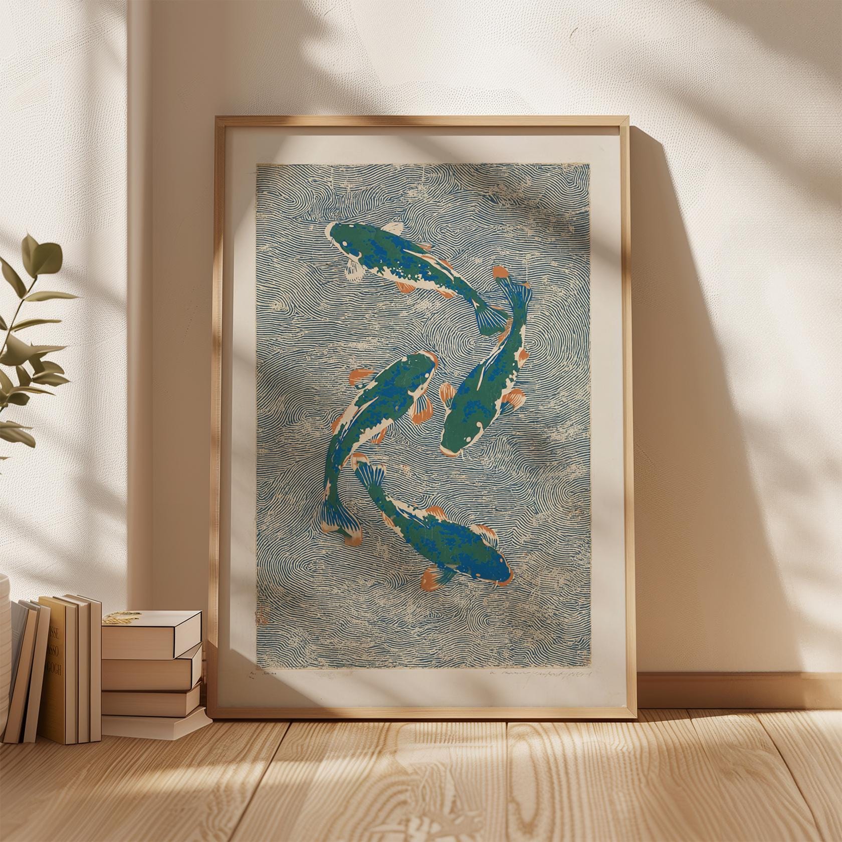 Koi Fish Poster | Japanese Koi Wall Art Print | Vintage Oriental Water ...