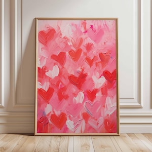 Abstract Heart Poster Red Pink Love Wall Art Modern Romantic Painting Print Valentine’s Day Decor Bold Brushstroke Artwork Home Decoration