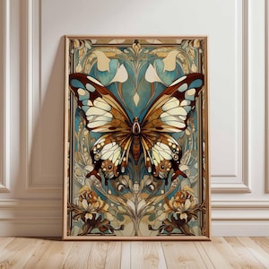 Elegant Butterfly with Floral Accents, Floral Butterfly Poster, Butterflies and Wildflowers Print –  Botanical Print, Floral Wall Art