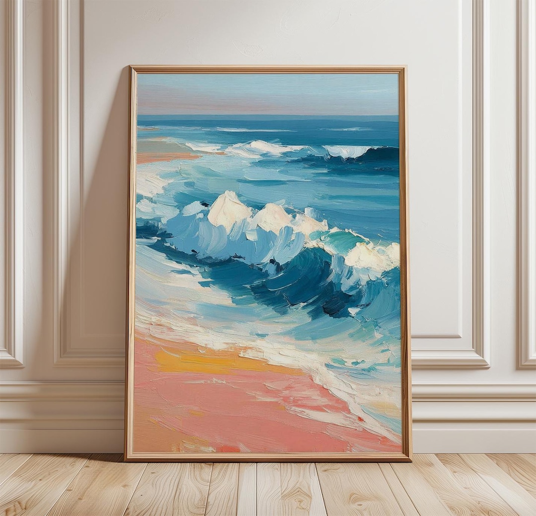 Ocean Wave Poster, Coastal Beach Wall Art Print, Abstract Seascape ...