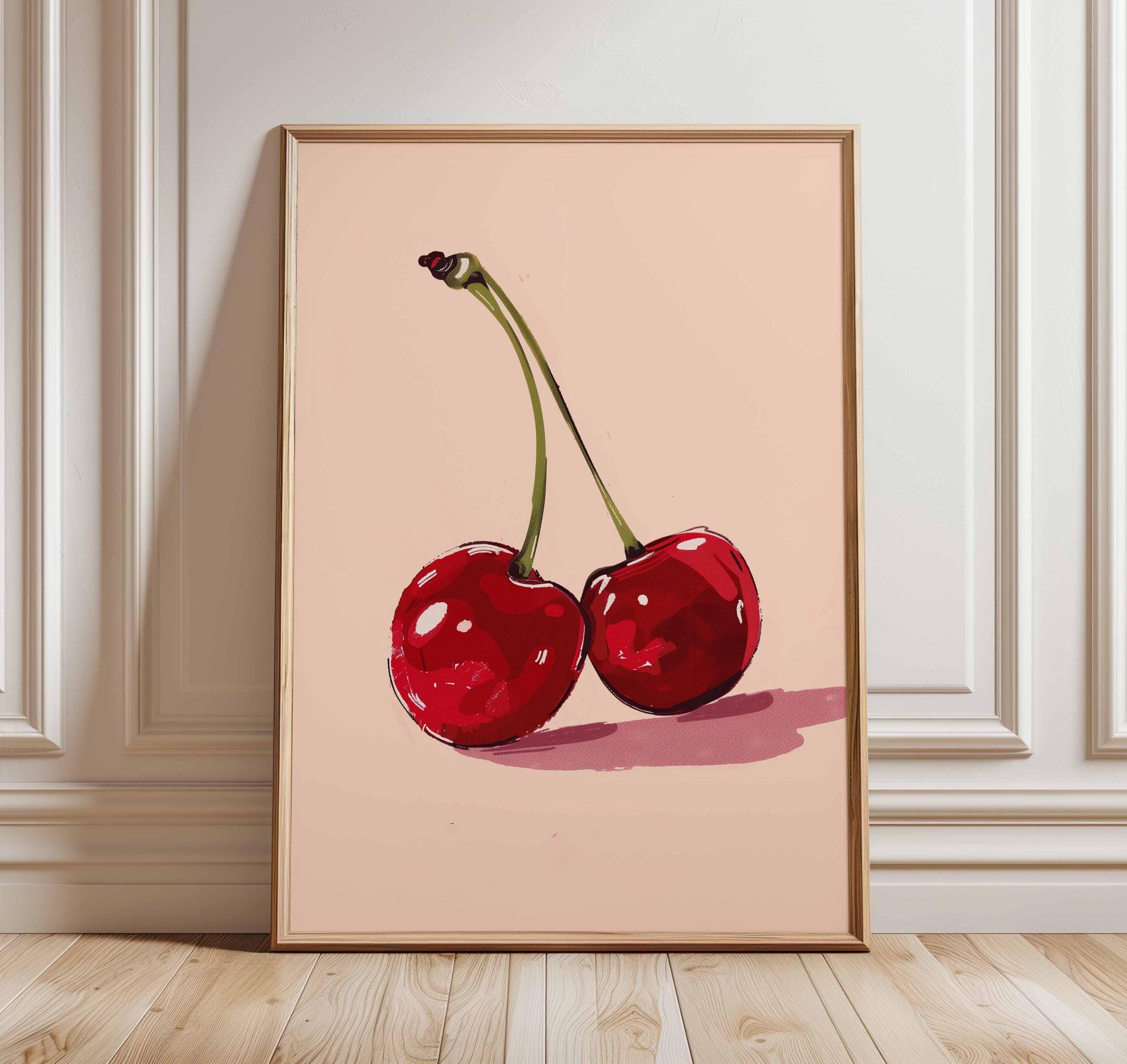 Tableau Acrylique Sur Toile – « La Fête Des Cerises » 30x40, Signé, Châssis Bois