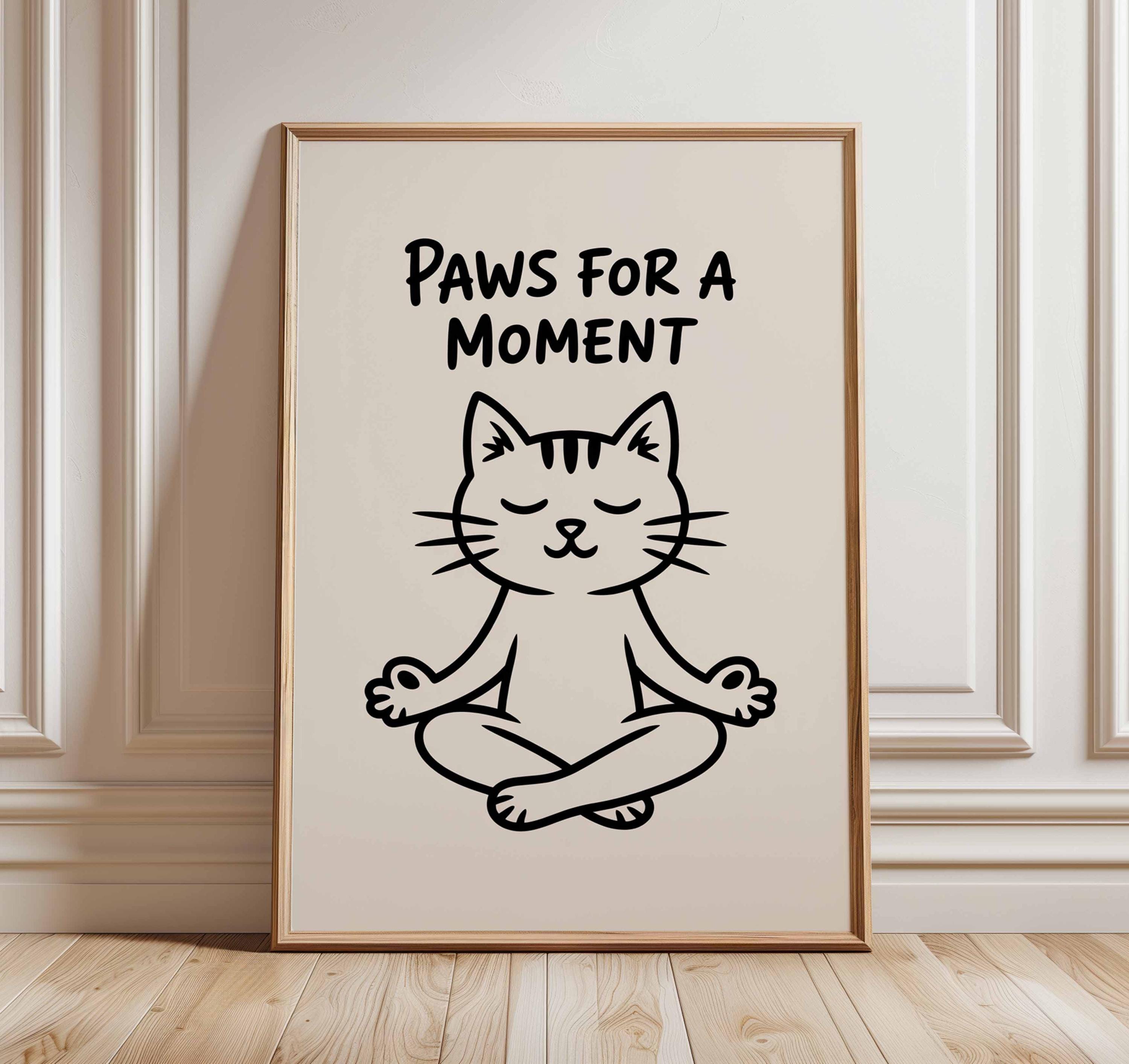 Funny Cat Yoga Poster – Meditation Wall Art Print, Cute Zen Kitty