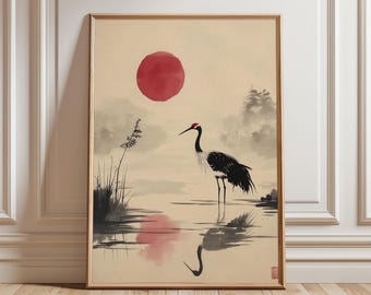ヴィンテージ 掛け軸 絵画、鶴の絵画、鶴の巻物、掛け物、鳥の絵画