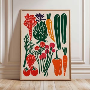Vegetable Kitchen Poster, Modern Farmhouse Wall Art, Botanical Vegetable Print, Scandinavian Style Kitchen Decor, Garden Veggie Artwor