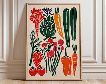 Gemüse Küche Poster, Moderne Bauernhaus Wand Kunst, Botanische Gemüse Druck, Skandinavischen Stil Küche Dekor, Garten Veggie Artwor