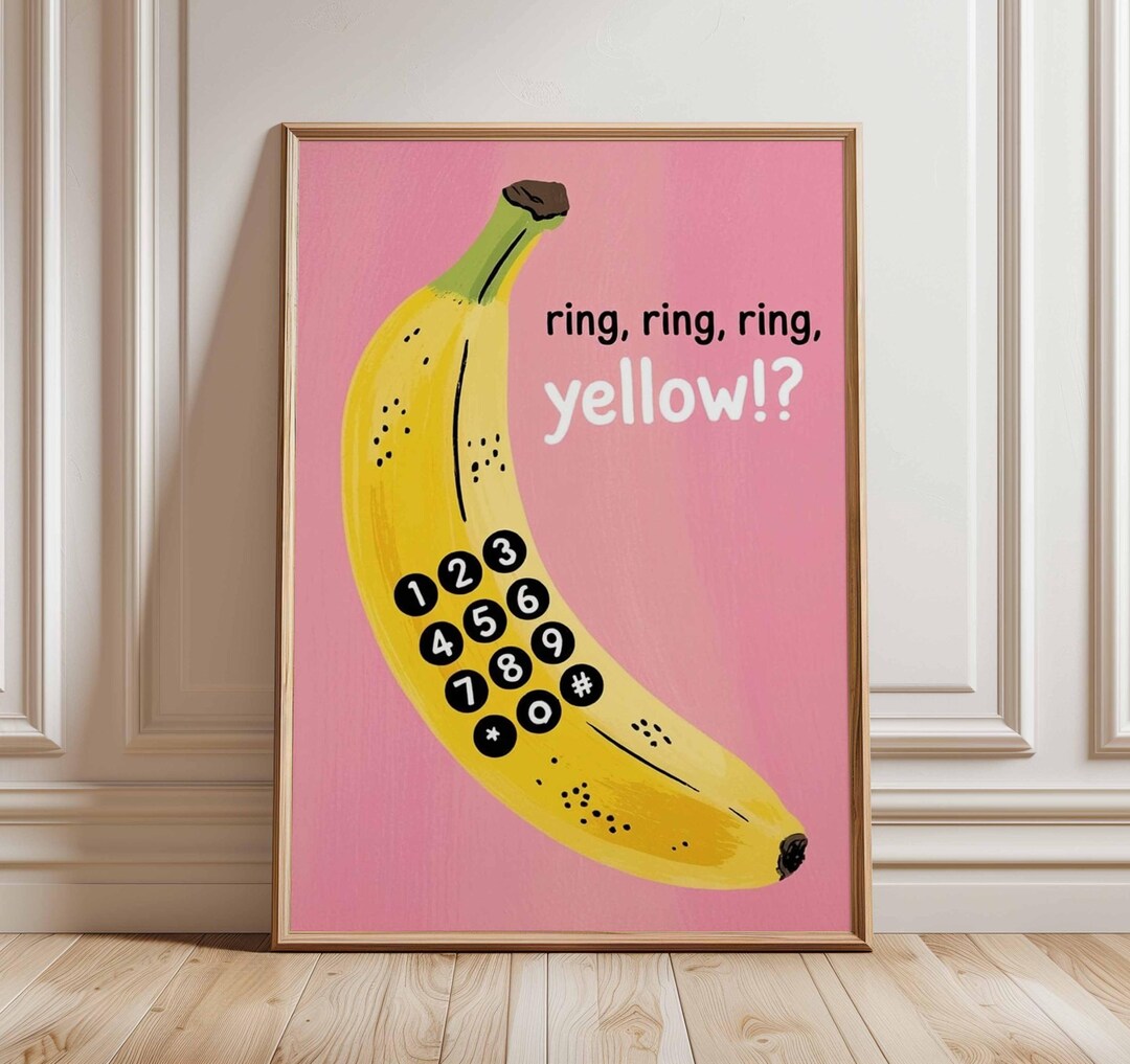 Banana Phone Poster Print – Funny Pop Art Wall Decor Yellow Fruit