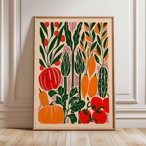 Vegetable Kitchen Poster, Modern Farmhouse Wall Art, Botanical Vegetable Print, Scandinavian Style Kitchen Decor, Garden Veggie Artwor