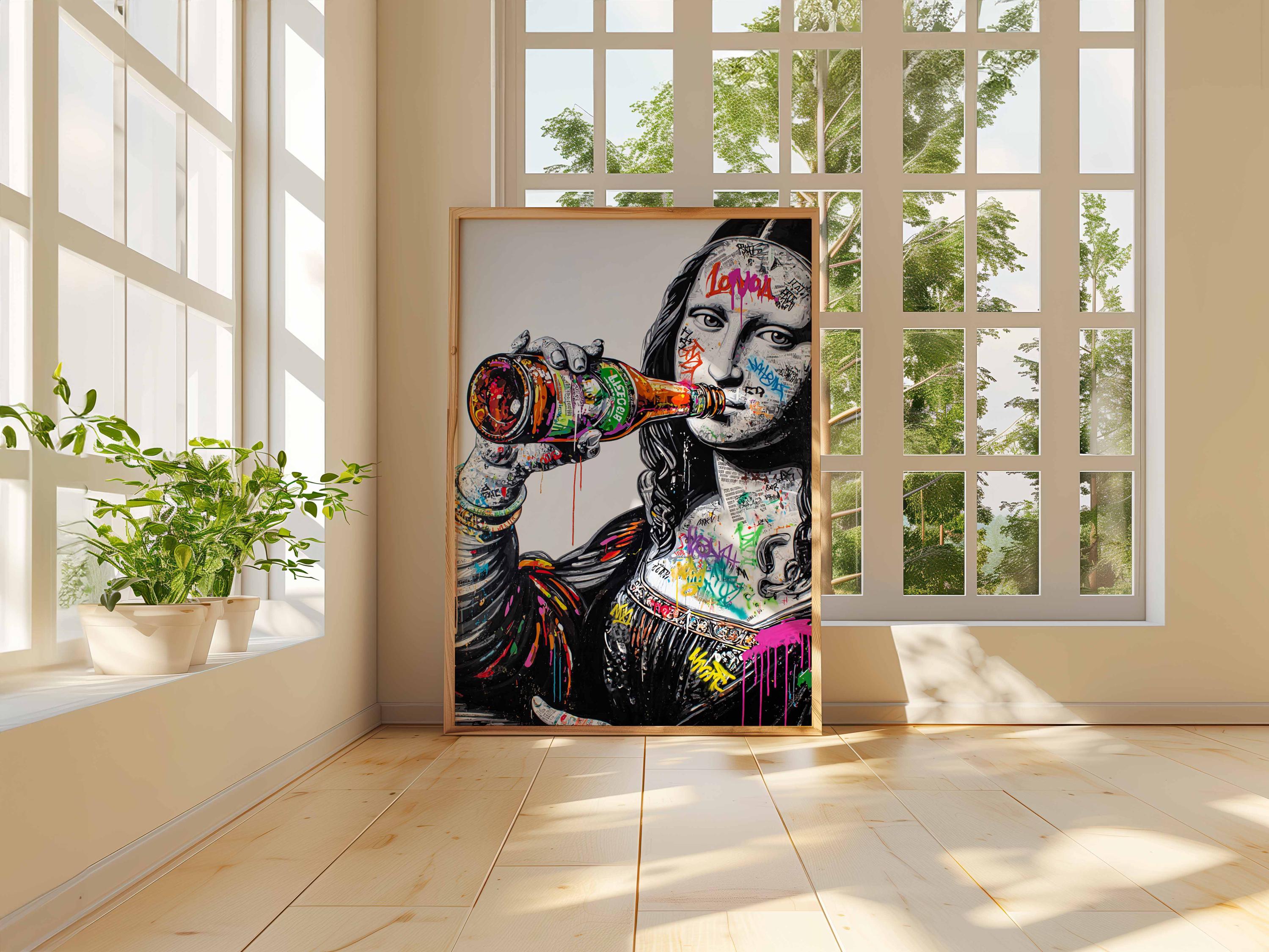 Mona Lisa Street Art Poster, Graffiti Style Pop Art Print With