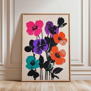 Vibrant Floral Poster Art, Poppy Flower Print, Bold Nature Wall Decor, Modern Floral Art, Poppy Flower Poster, Contemporary Art Print