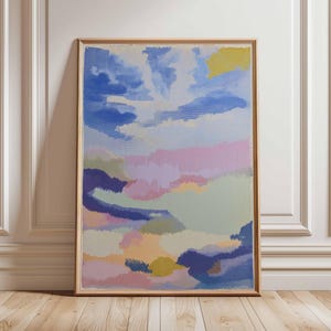 Abstract Cloud Wall Art Print, Pastel Sky Poster, Modern Colorful Landscape Artwork for Living Room, Bedroom or Office Decor