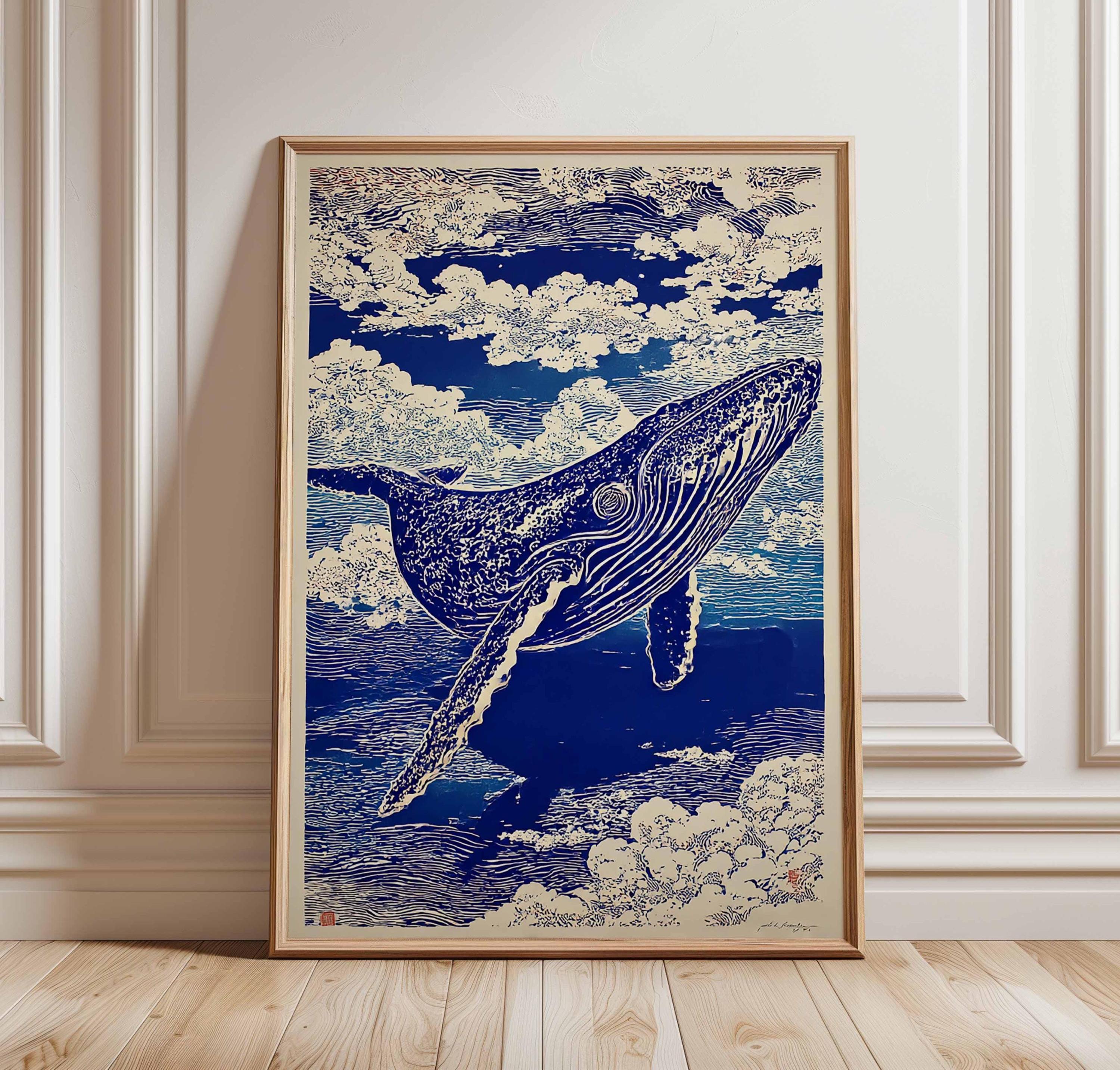 ナガスクジラ鯨髭×螺鈿リング（5〜6号）／重厚ワイドタイプ　レア　和風 日本のクジラのポスター、浮世絵のクジラの版画、ヴィンテージの日本の