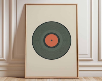 Vinyl Record Poster, Retro Music Wall Art Print, Minimalist Record Player Decor, Vintage Album Cover Inspired Artwork, Music Lover Gift